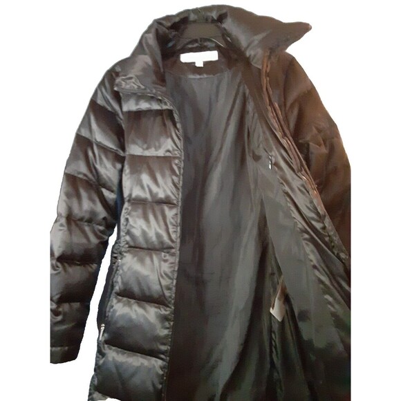 Laundry by Design Feather Down Puffy Coat Women's Medium Black Belted #2785 - Picture 5 of 11